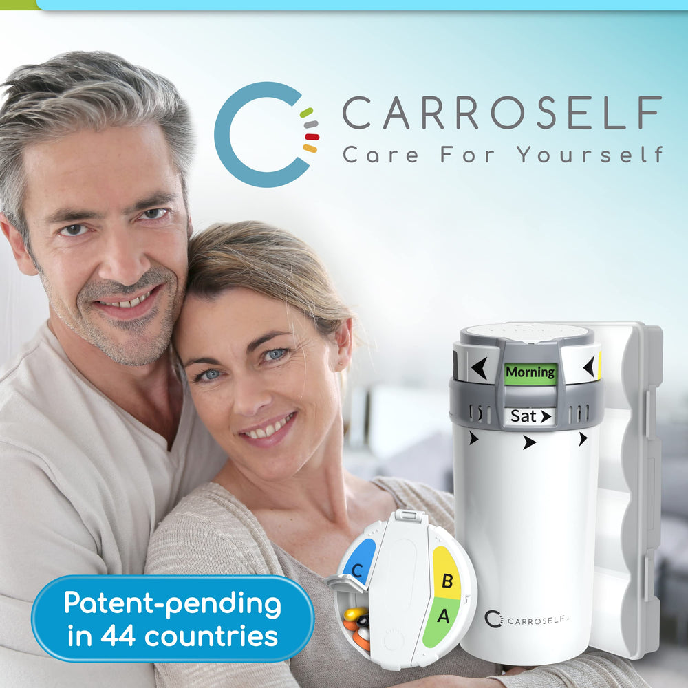 CARROSELF home and on-the-go use keeps meds organized and easy to access.