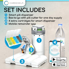 CARROSELF mobile app reminders support consistent dosing with optional alerts.