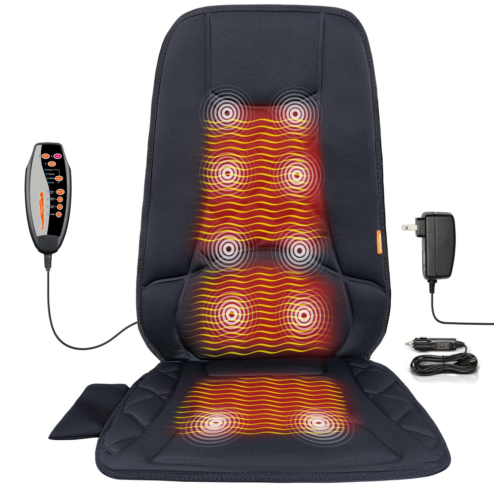 CARSHION 10-vibration-motors provide soothing chair massage for home or office use.