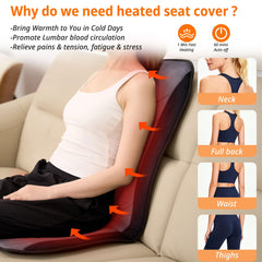 CARSHION heated seat cover warms back, hips, and thighs for cold days.