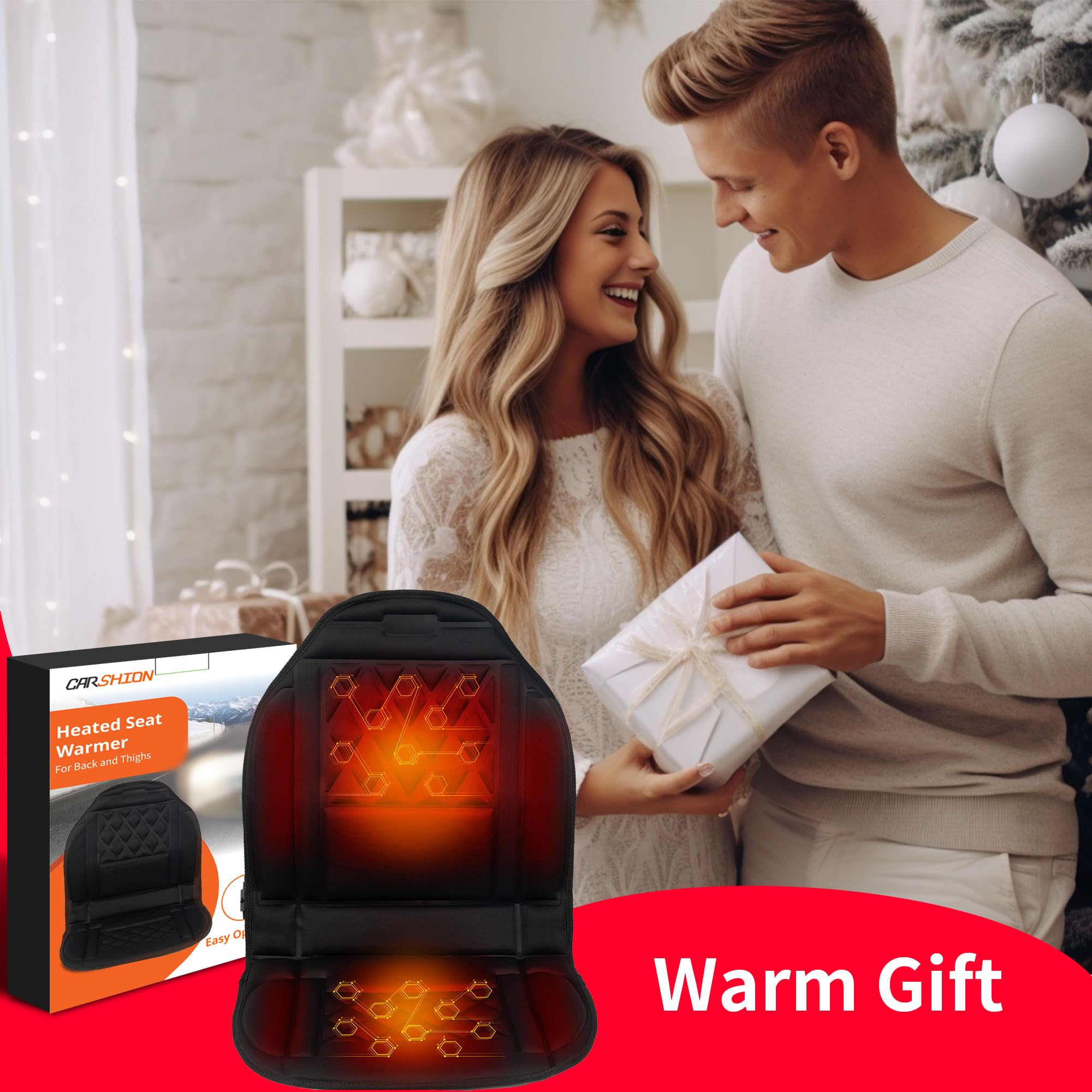 CARSHION heated seat cover: fast heating in about one minute for instant warmth.