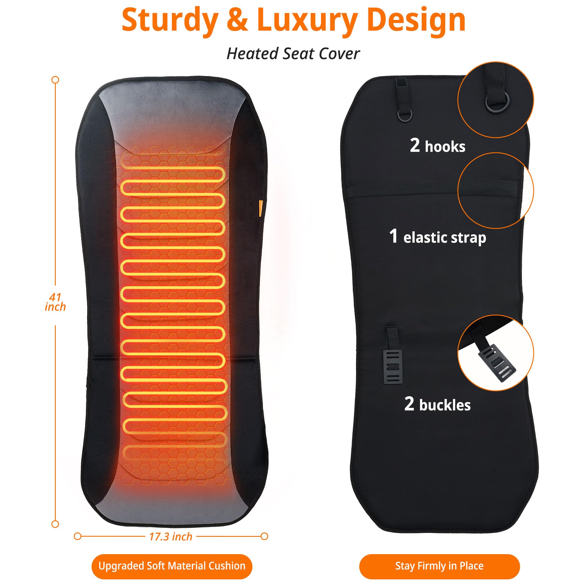 CARSHION heated seat cover features overheat protection for safe use.