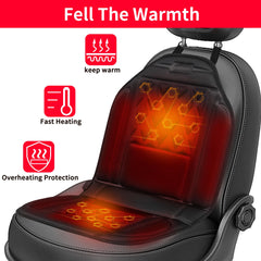 CARSHION heated seat cover: ultra-plush polyester for a soft winter touch.