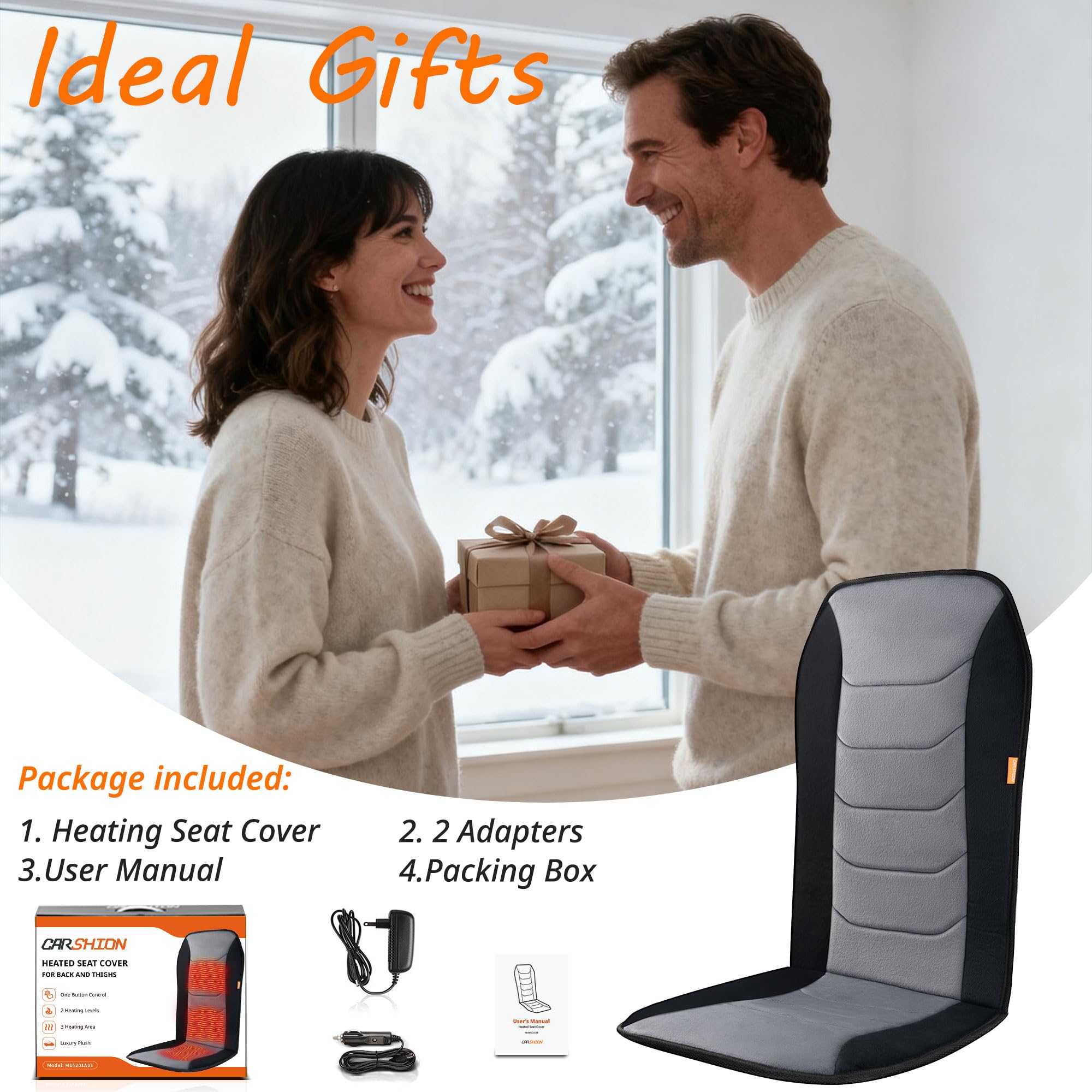 CARSHION heated seat cover ideal winter gift packaging.
