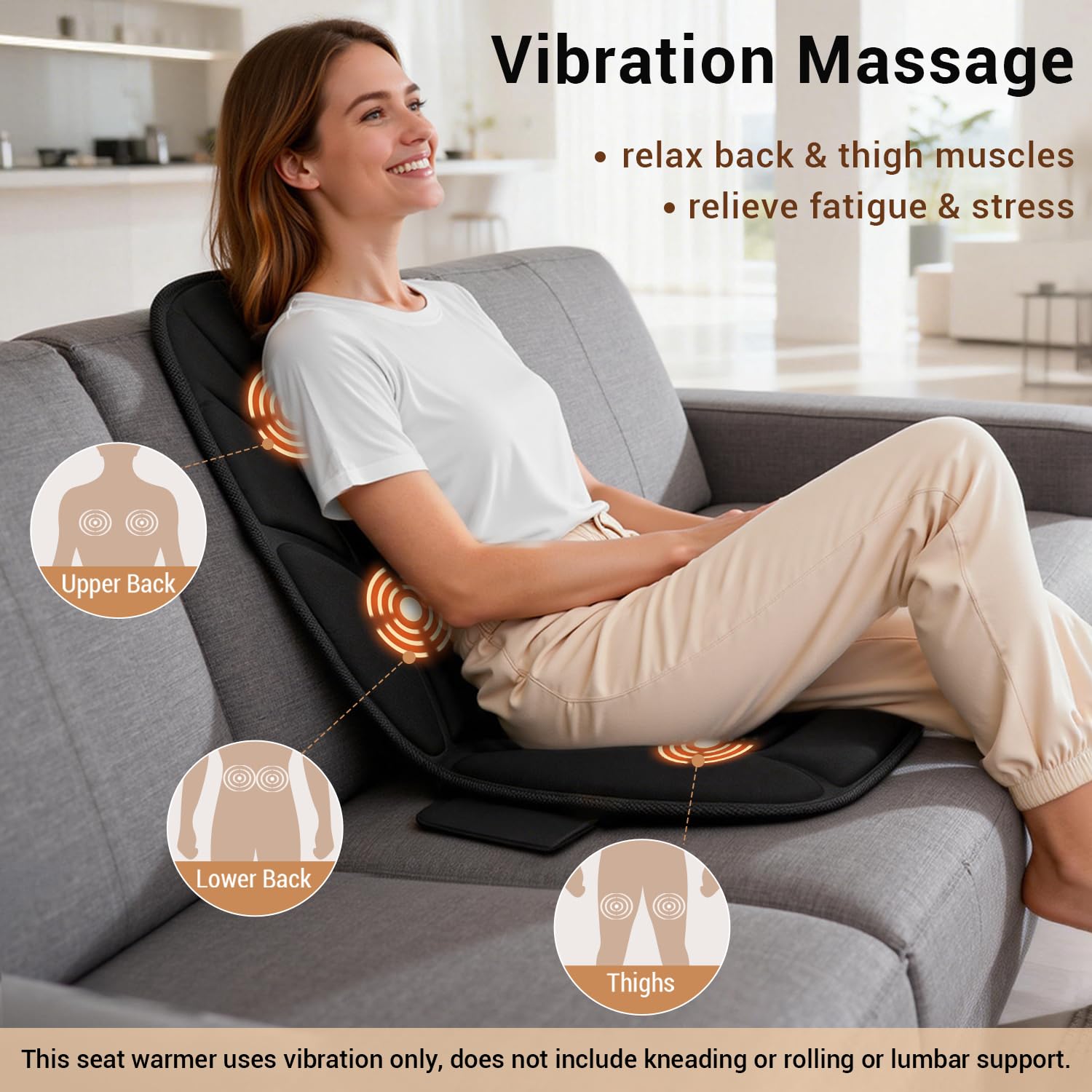 CARSHION Massage Seat Cushion offers full back warmth with three heating pads.