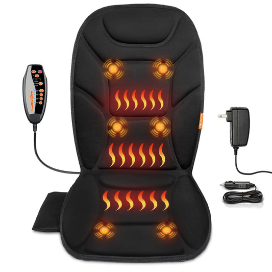 CARSHION Massage Seat Cushion shows full back and thigh heat for soothing warmth.