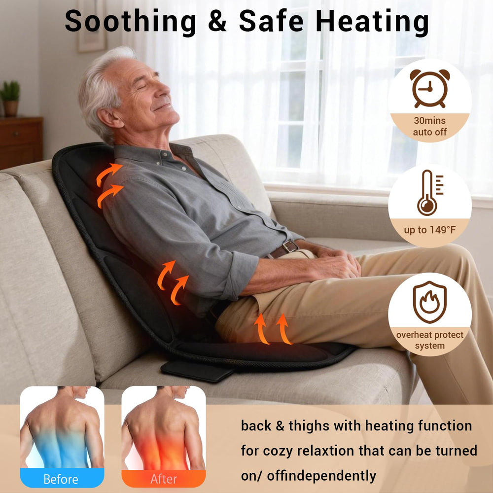 CARSHION Massage Seat Cushion features independent heat control for personalized comfort.