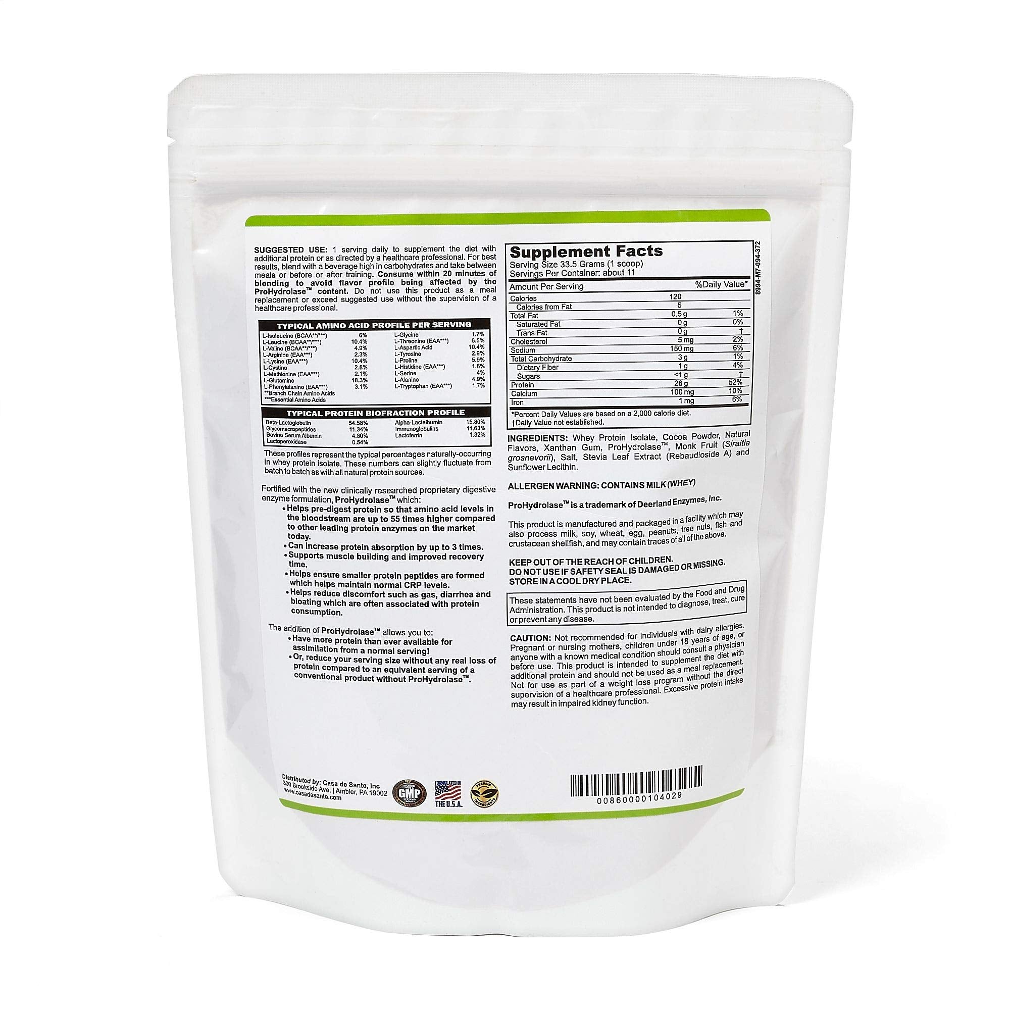 Casa de Sante Advanced Whey Protein Isolate Chocolate shake mixing in glass shows smooth texture