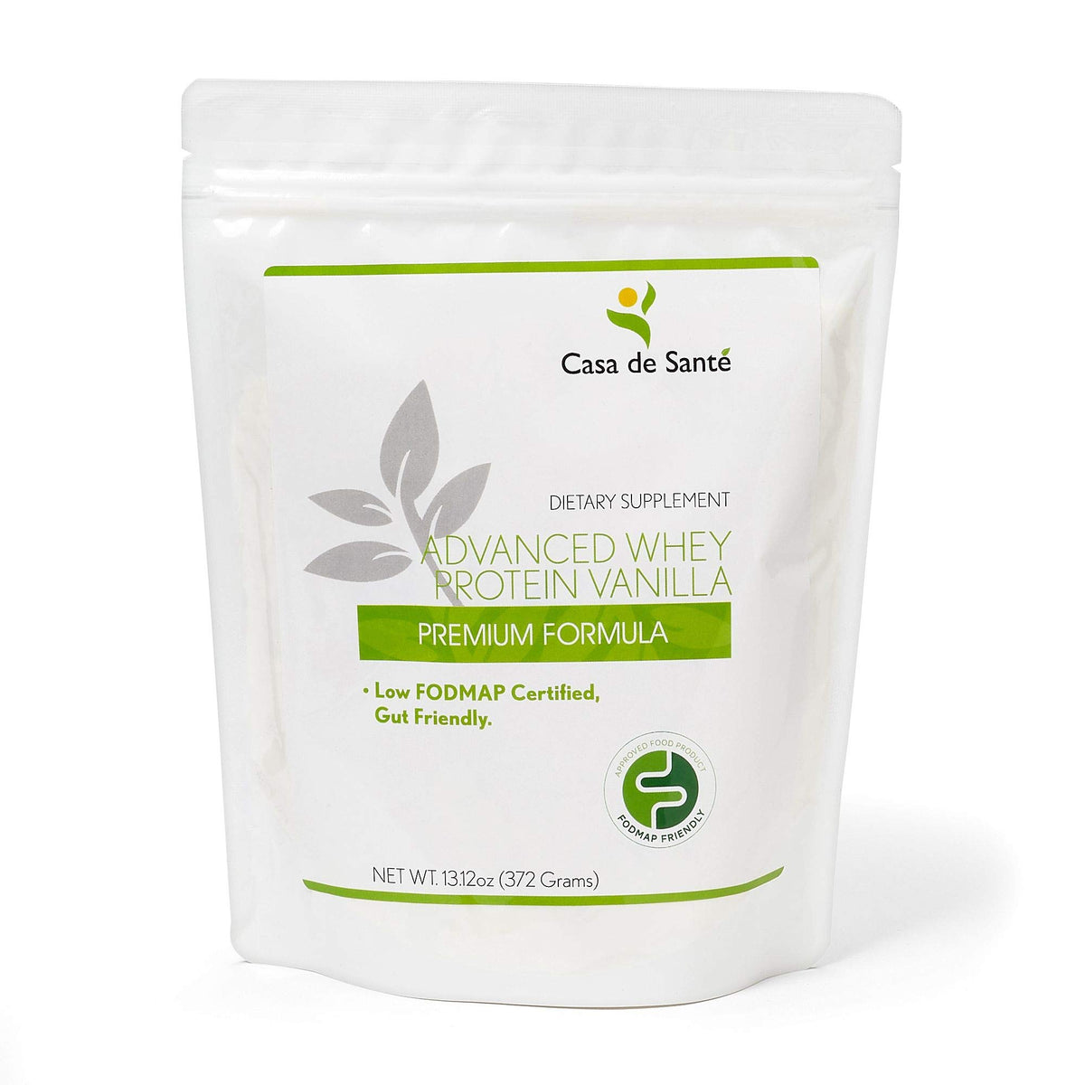 Casa de Sante Advanced Whey Vanilla bottle highlights GLP-1 friendly protein.