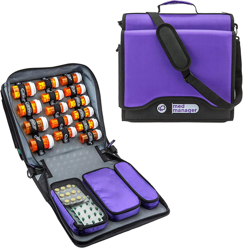 CASE-IT MED MANAGER binder with 15 bottle loops for organized medications