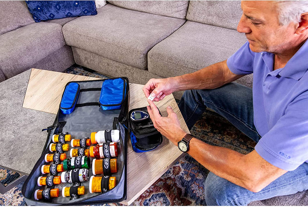 CASE-IT MED MANAGER detachable mesh pouch stores lancets and test strips