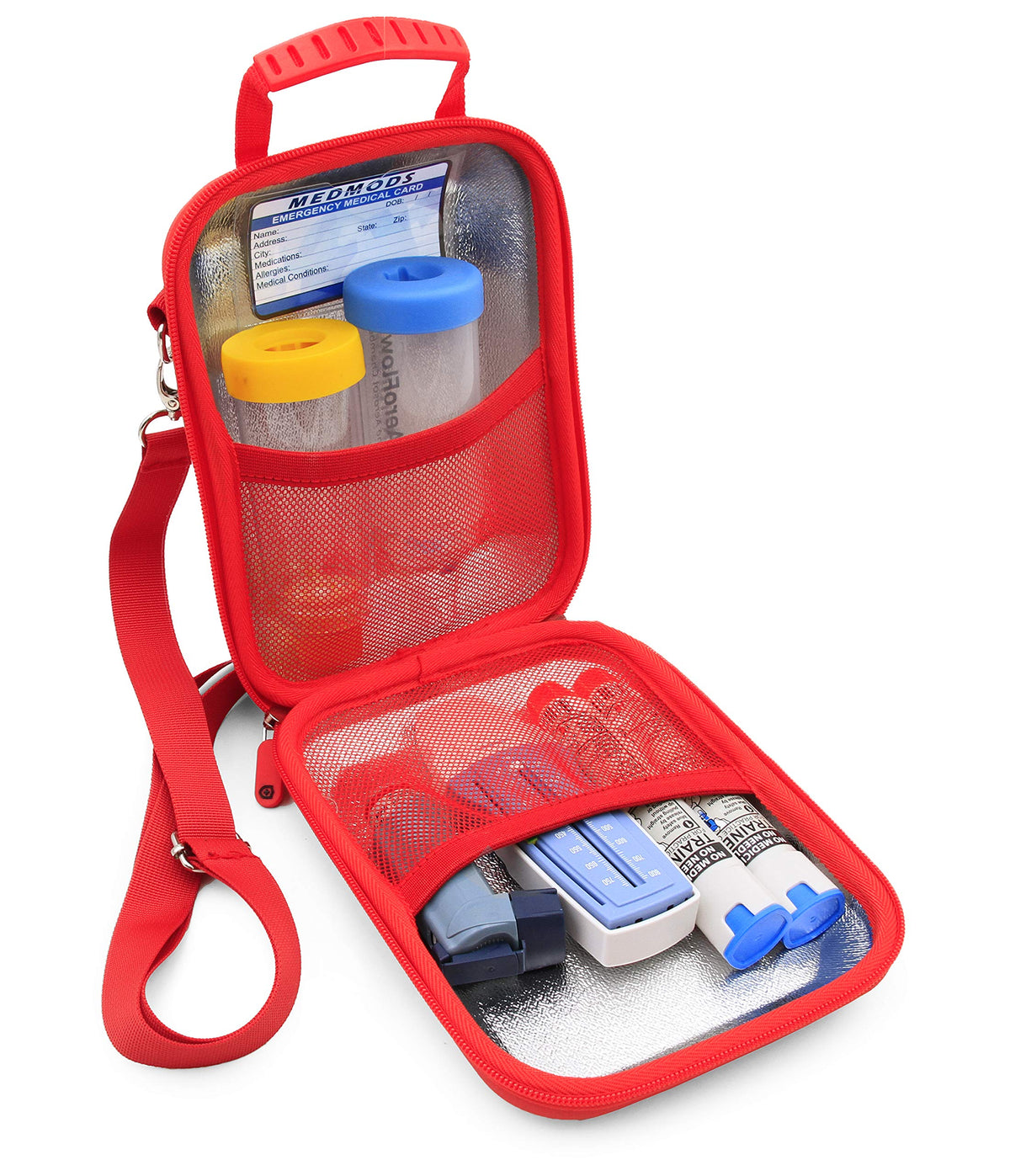 Casematix MedMods insulated inhaler case front view protects essential inhaler gear on the go.