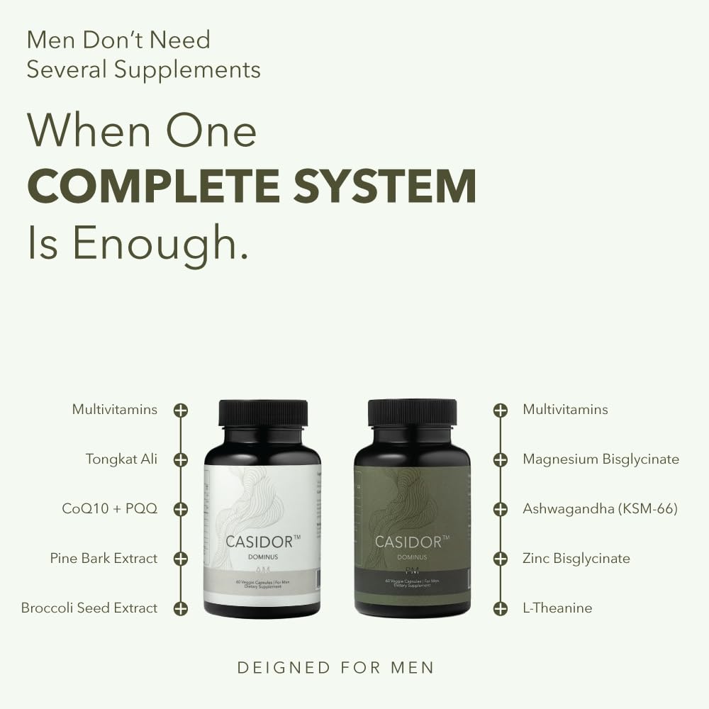 Casidor Dominus PM bottle caps showcase evening relaxation and sleep-friendly ingredients.