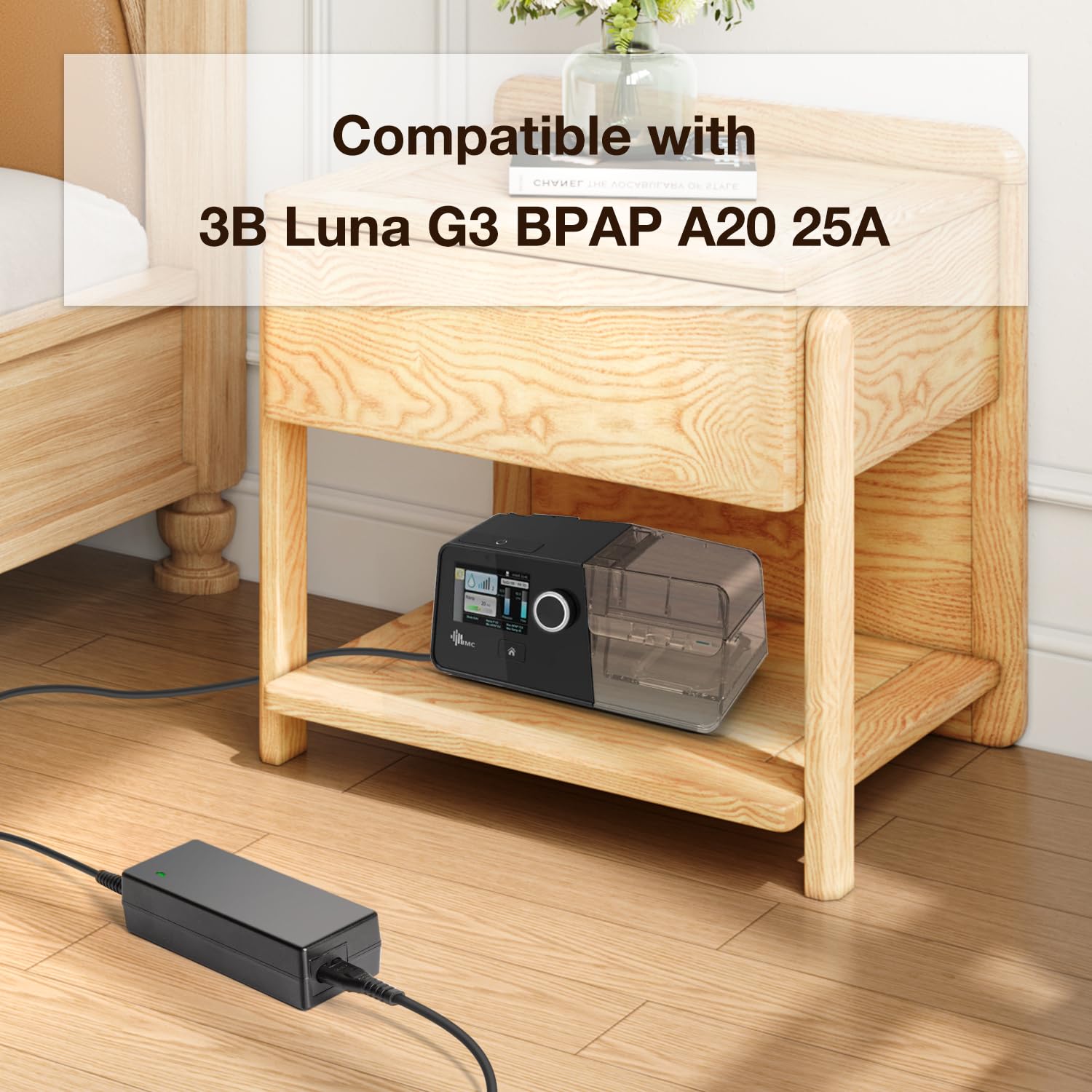 CASIMY adapter demonstrating CPAP/BiPAP compatibility in use