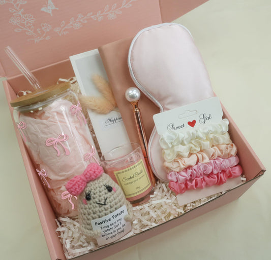 CASTATEO pink bow gift box front view ready-to-gift presentation for her birthday