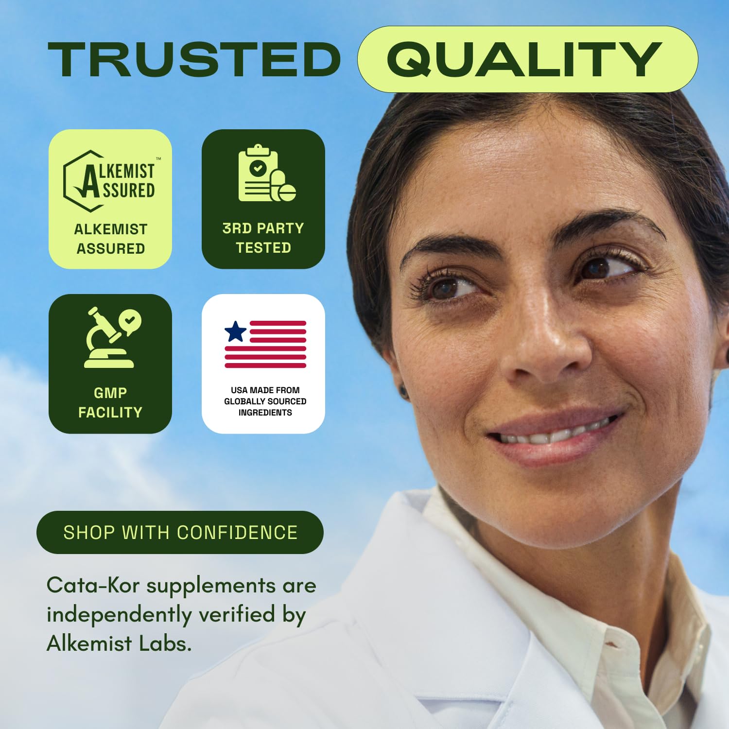 Cata-Kor NAD Core third-party test seal indicating transparent quality.