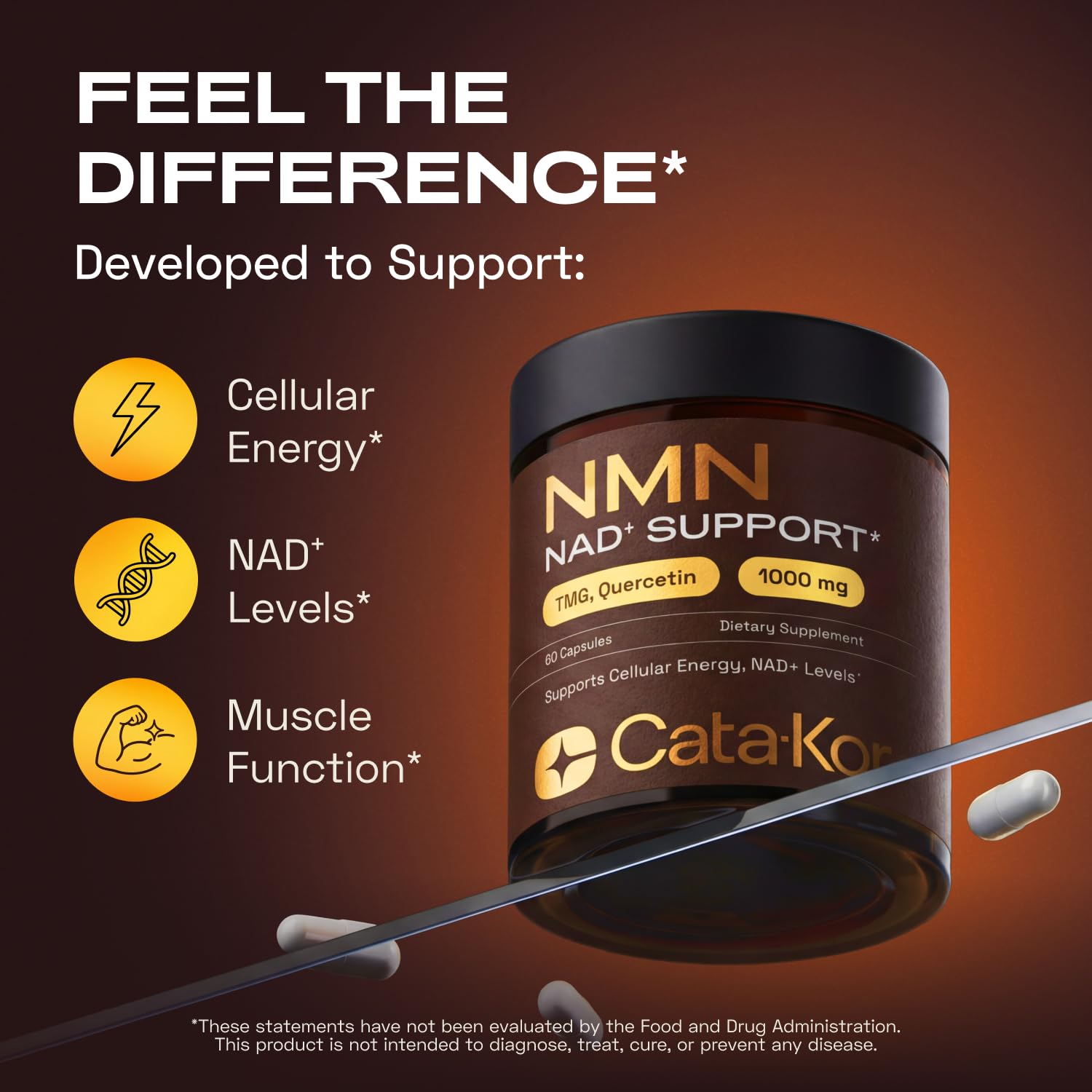 Cata-Kor NMN supplement third-party testing badge to emphasize safety checks