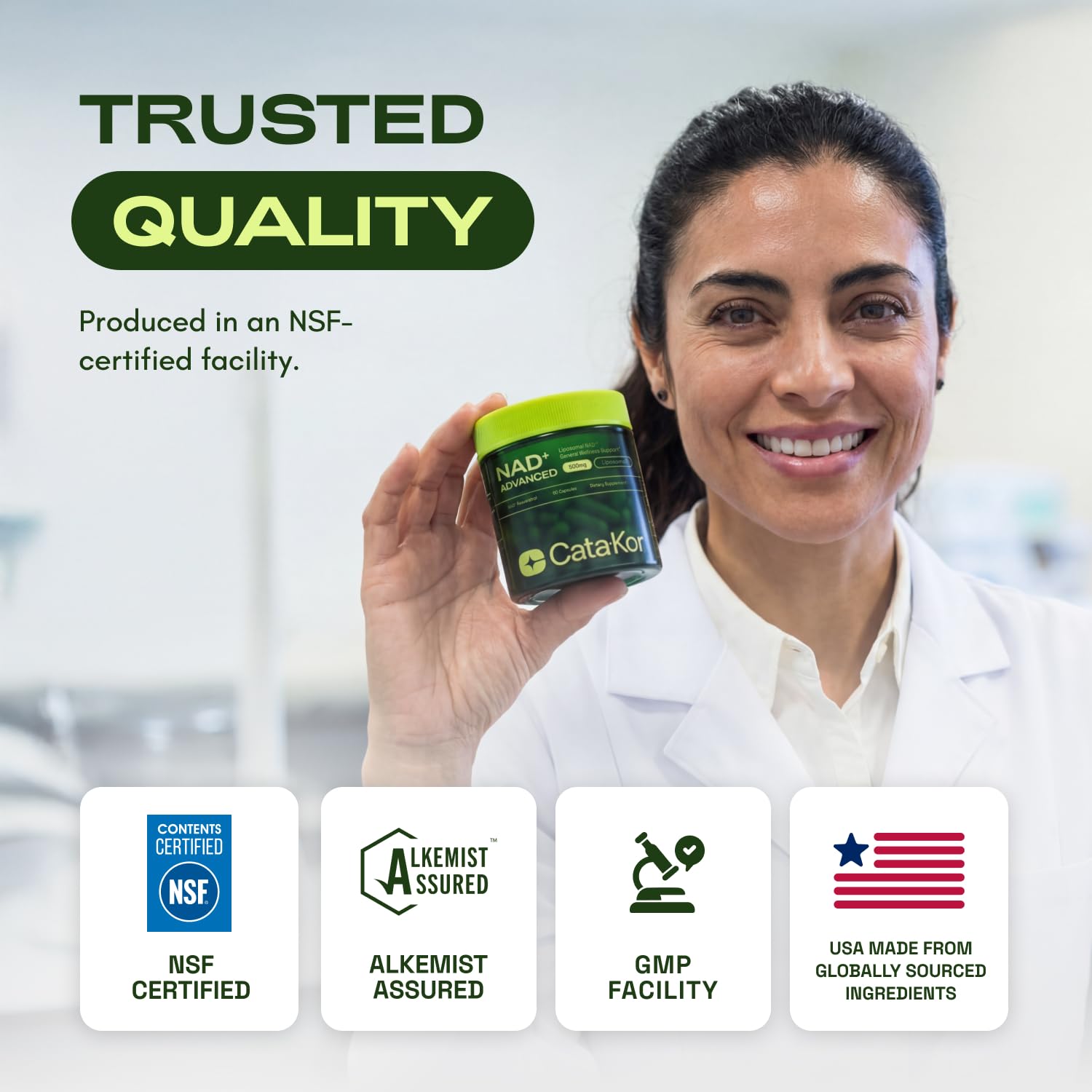 Cata-Kor packaging box emphasizing global sourcing and USA production.