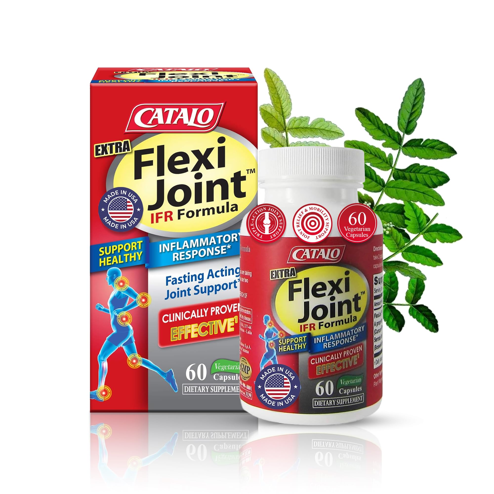 CATALO Extra FlexiJoint bottle with Meriva Turmeric capsules for smoother movement.