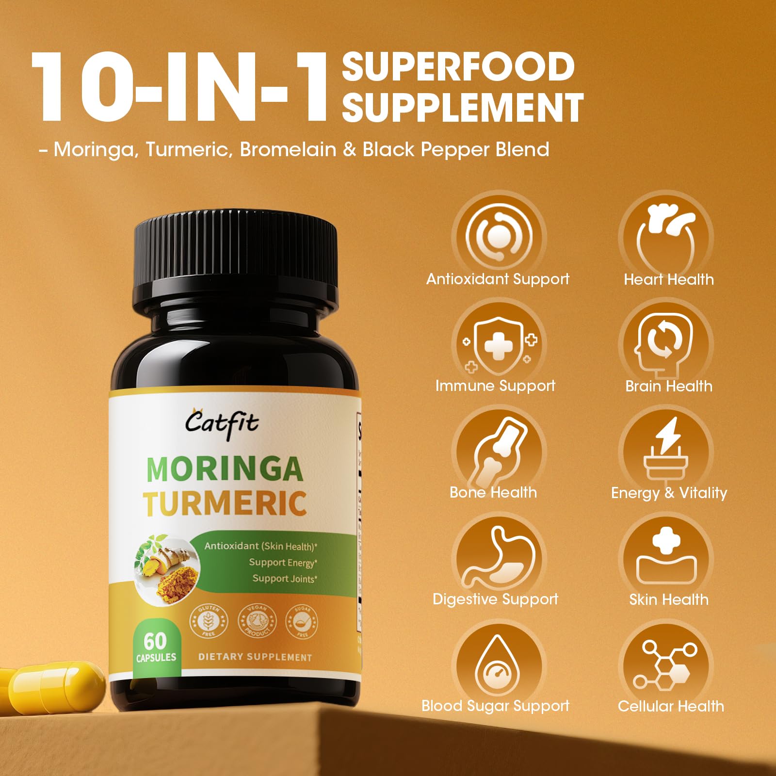 Catfit bromelain enzyme promoting gentle digestion and absorption.