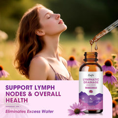 Glass bottle of Catfit Lymphatic Drainage Drops on a clean surface.