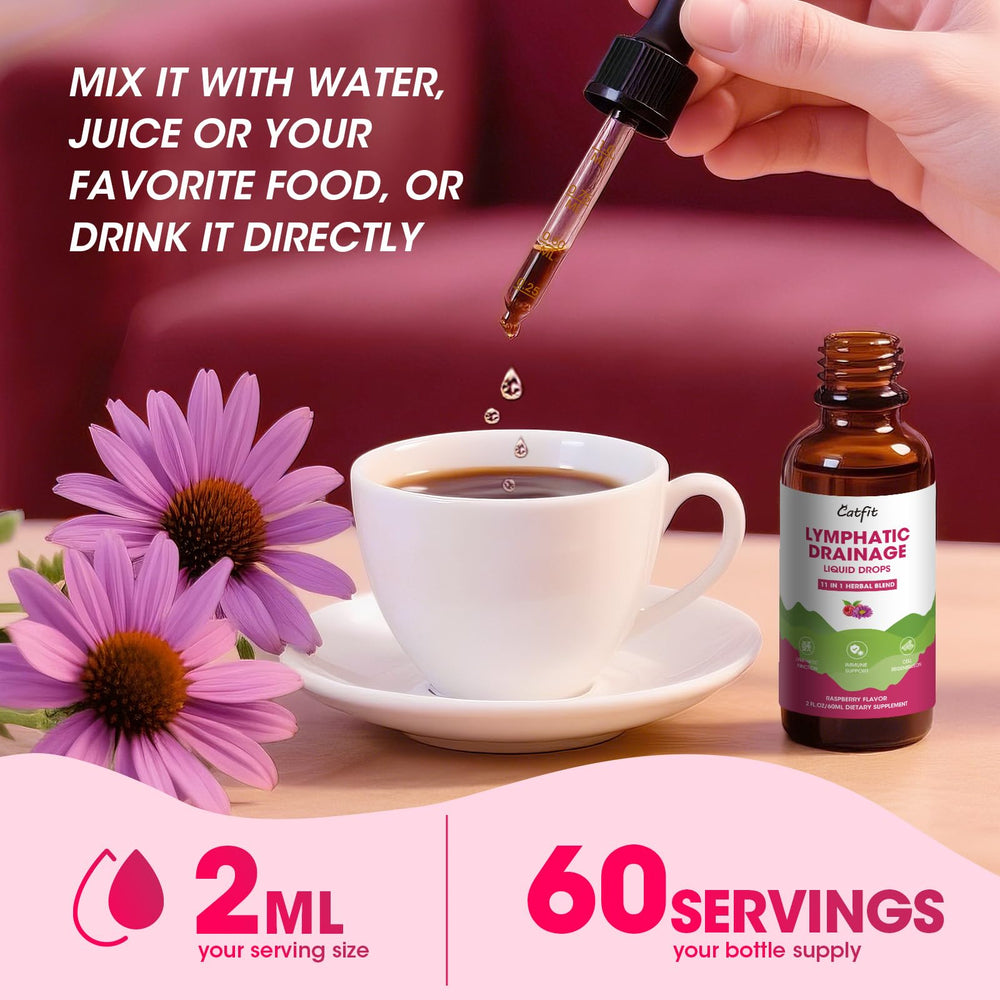 Catfit Lymphatic Drops non-GMO bottle scene for clean formulation
