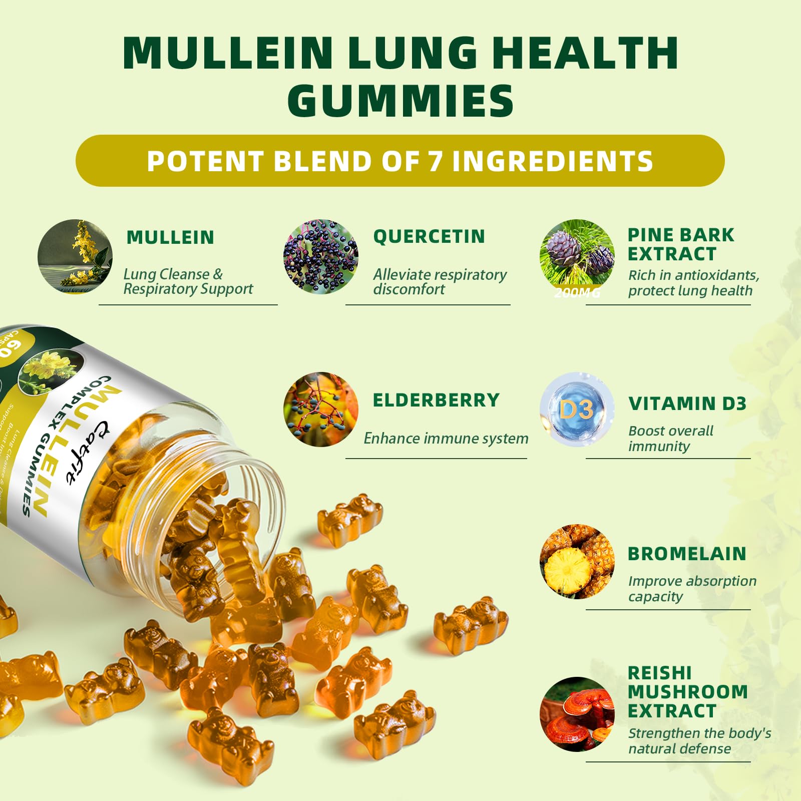 Catfit Mullein Gummies ingredients label emphasizes vegan and natural components.