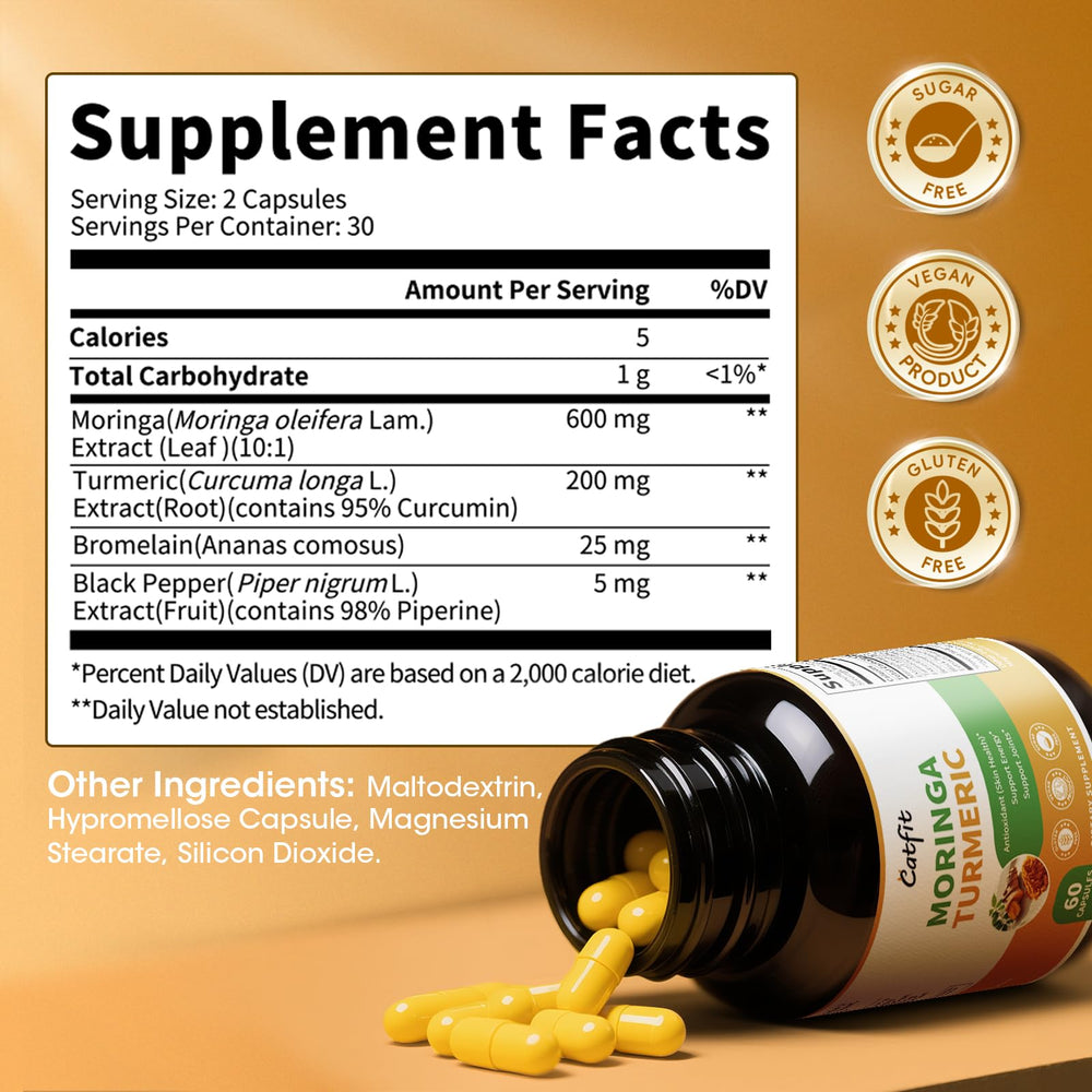 Catfit turmeric-curcumin blend provides antioxidant support for radiant skin.