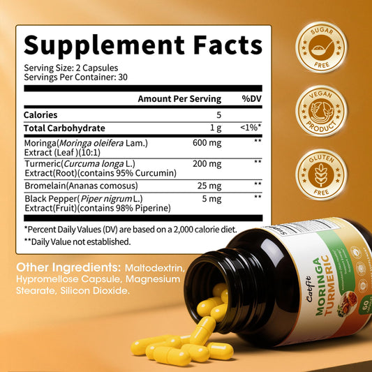 Catfit turmeric-curcumin blend provides antioxidant support for radiant skin.