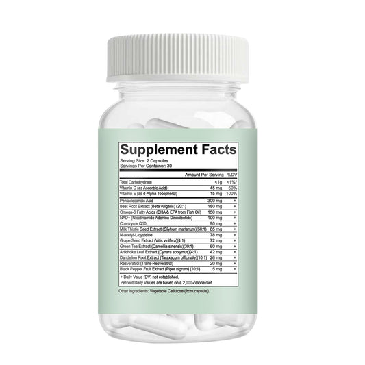 Caudan C15 capsules close-up for energy and liver health.