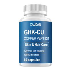 CAUDAN GHK-Cu bottle label highlights copper peptide formulation for skin support.