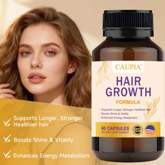 CAUPIA Hair Energy capsules closeup highlighting botanical formula.