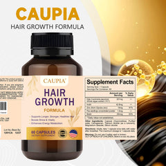 CAUPIA Hair Energy capsules being poured to illustrate easy daily use.