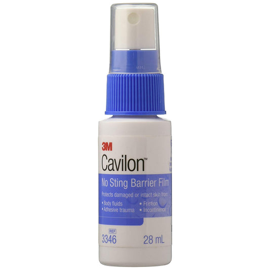 Cavilon No-Sting Barrier Film Spray bottle provides gentle, long-lasting skin protection.