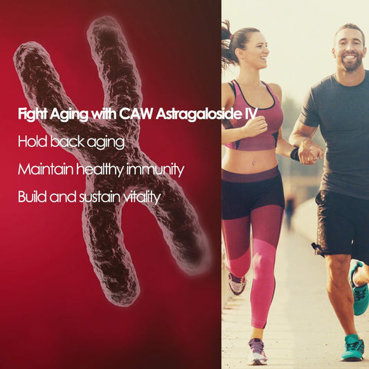 CAW Astragaloside IV 50mg bottle shows enteric-coated capsules for absorption.