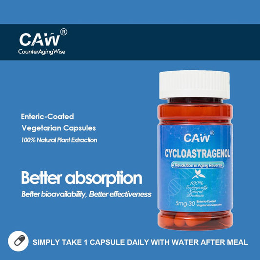 CAW enteric-coated technology bottle protects active ingredients.