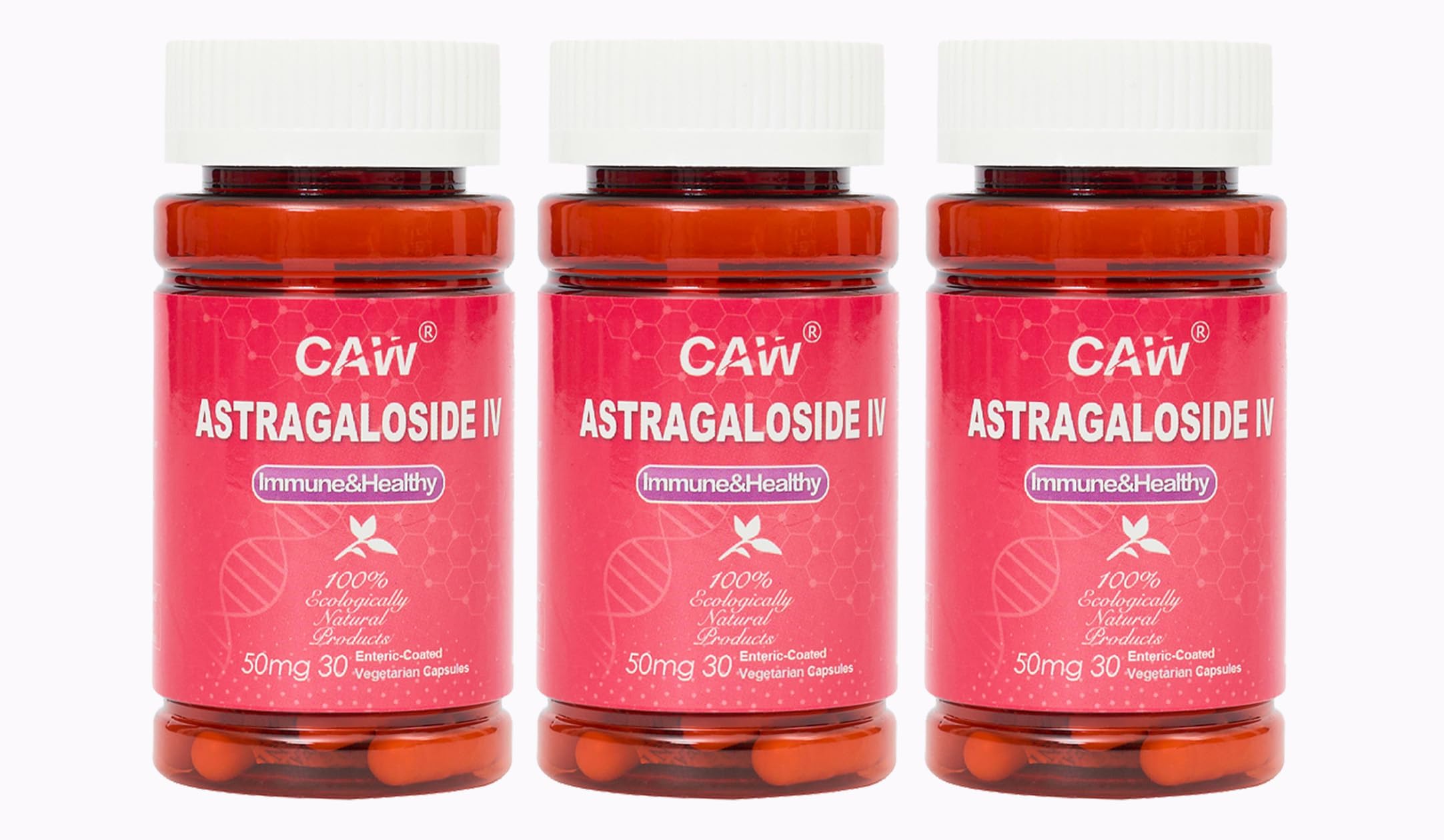 CAW Max Absorption Astragaloside IV bottle with enteric-coated capsules for immune support