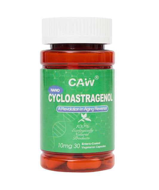 CAW Nano Cycloastragenol enteric capsules package for improved absorption