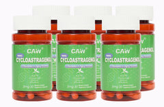CAW Nano Cycloastragenol enteric-coated capsules protect contents for targeted absorption.