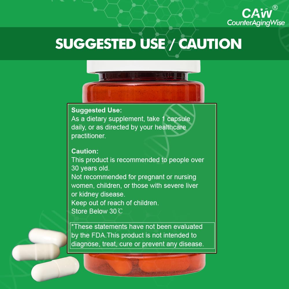 CAW Nano Cycloastragenol made in USA label on bottle close-up