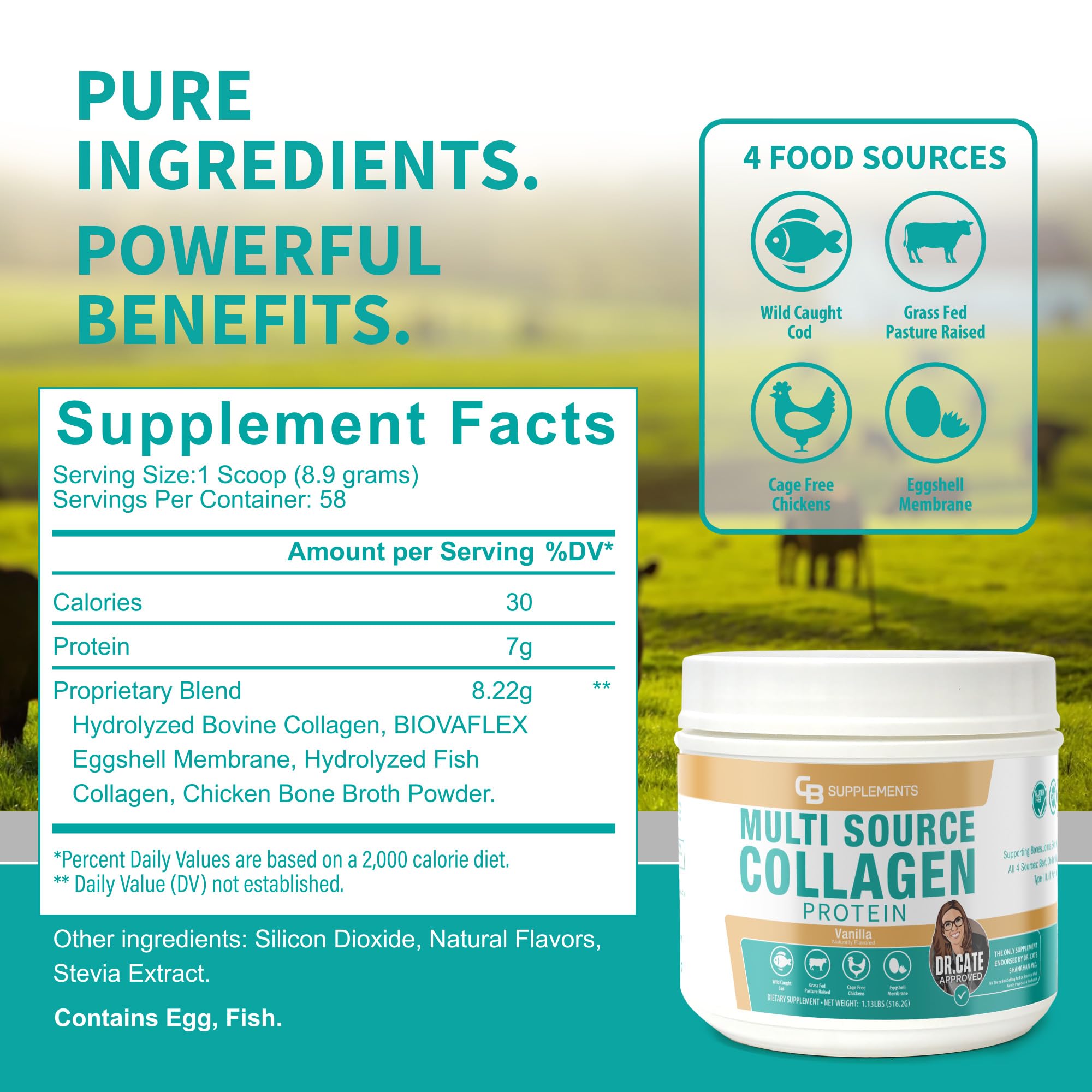 CB Supplements Multi Collagen Vanilla powder dissolving into coffee for a smooth mug.