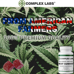 Cbdcomplex Labs Hemp Gummies bottle back shows ingredients and potency for informed use.