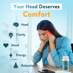 C Calthorvitana migraine relief softgels label emphasizes key ingredients for informed daily wellness
