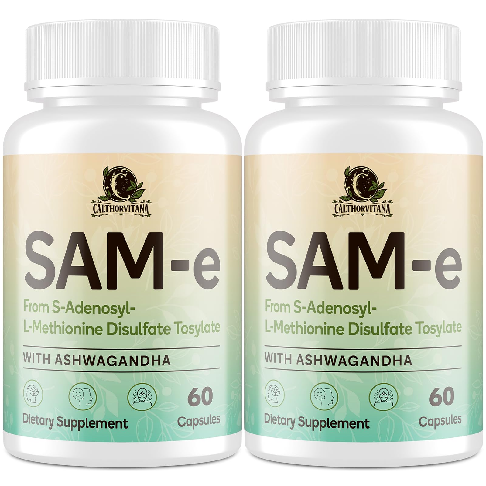 C Calthorvitana SAM-e supplement bottle for convenient daily capsules.