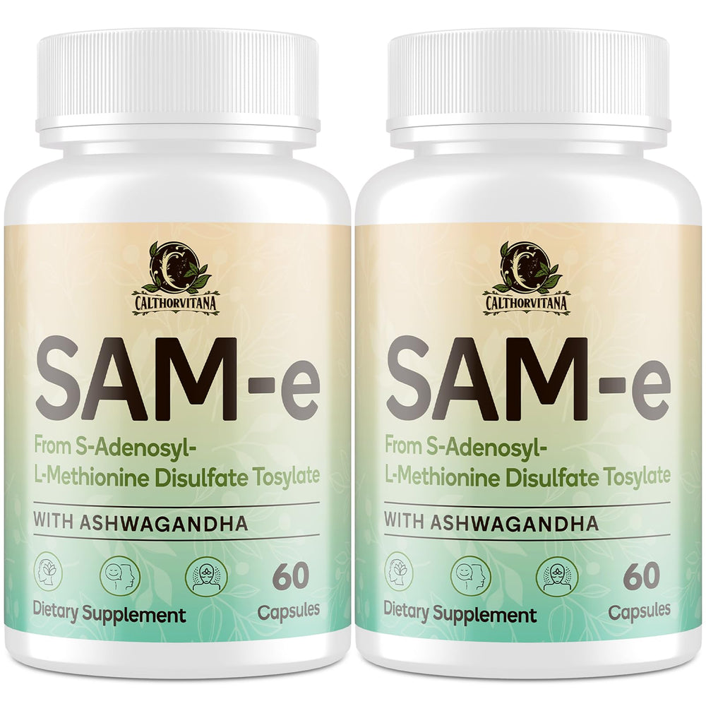 C Calthorvitana SAM-e supplement bottle for convenient daily capsules.