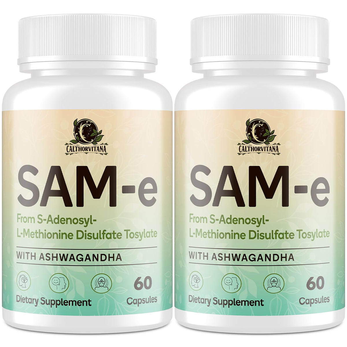 C Calthorvitana SAM-e supplement bottle for convenient daily capsules.