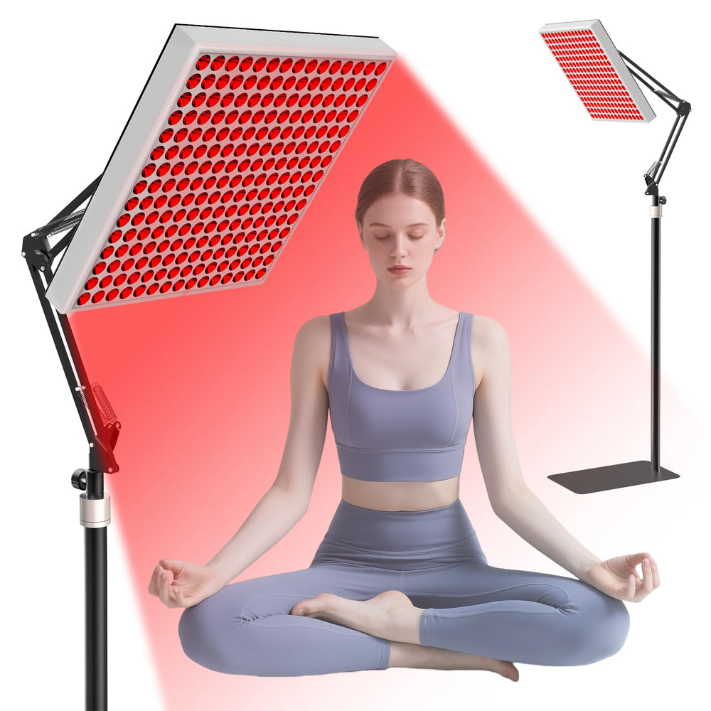CCGIRU 2-in-1 red light lamp on a stand for at-home sessions.