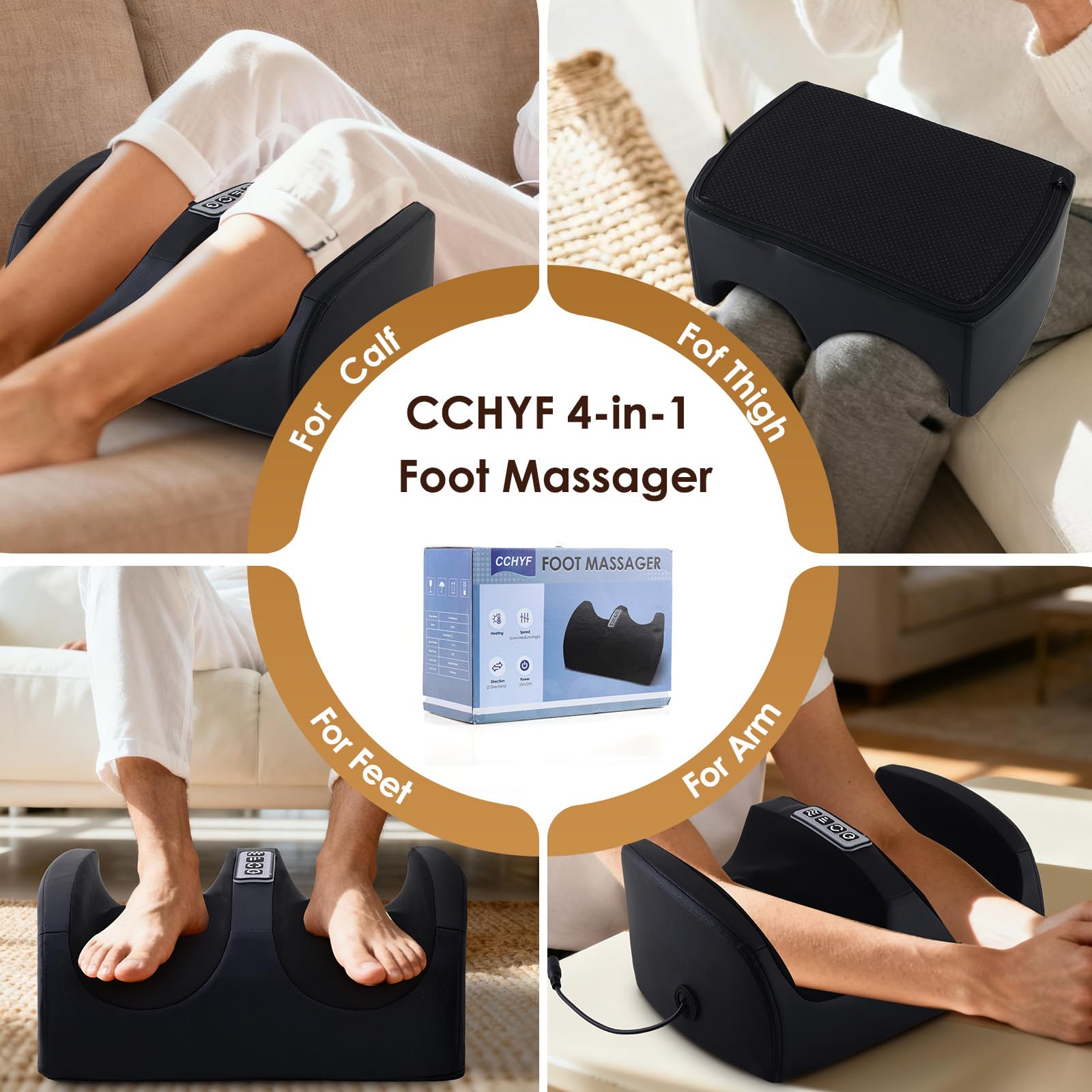 CCHYF massager targeting calves for lower-leg relaxation after workouts