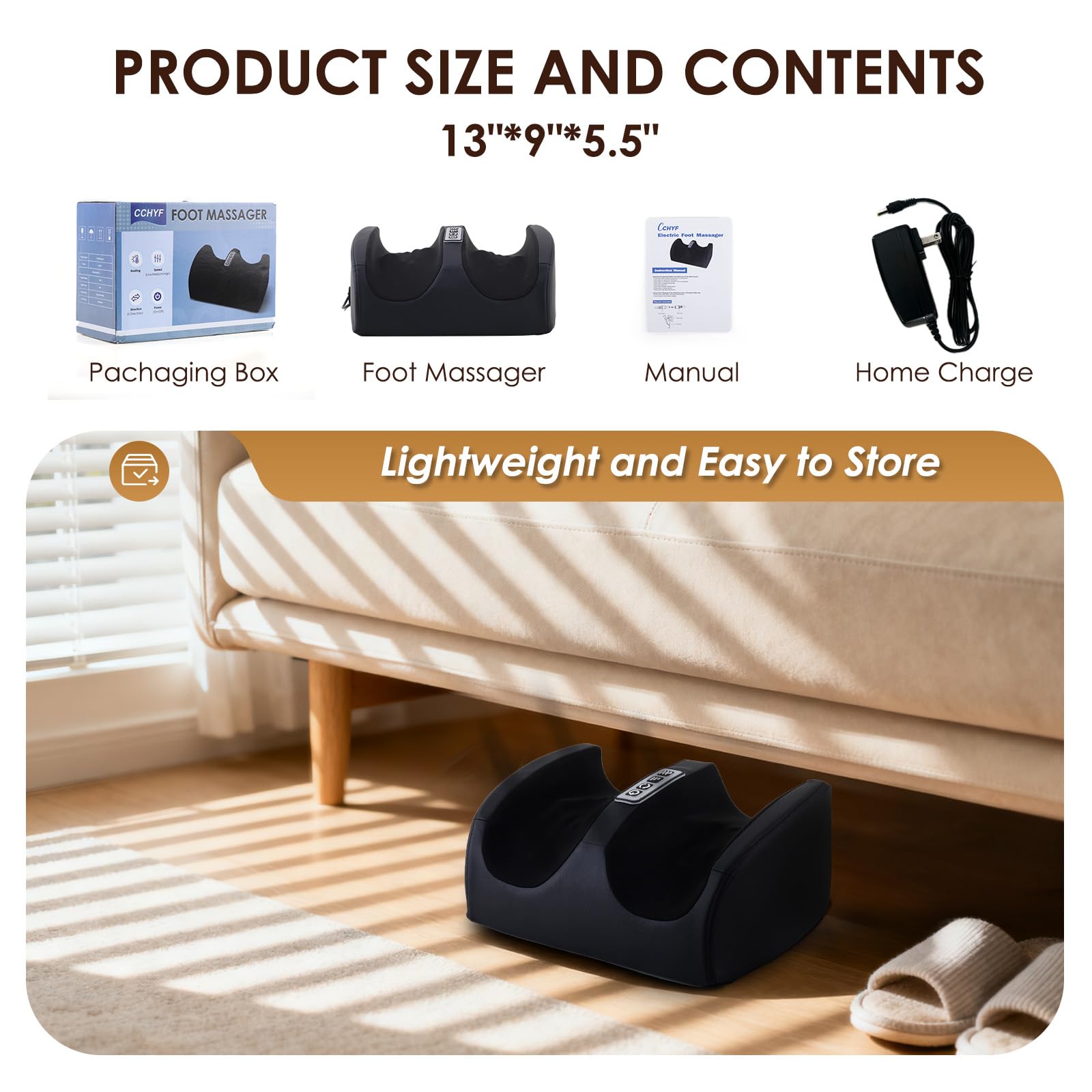 CCHYF foot massager operates with a whisper-quiet motor
