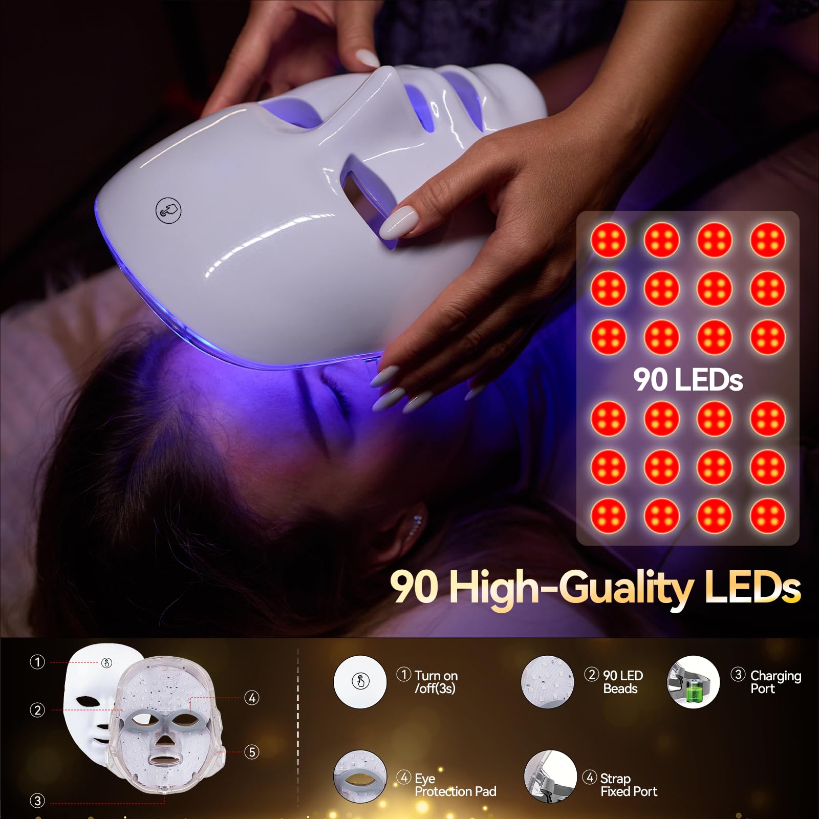 CDKMAX green LED mask highlighting refreshing skin sessions